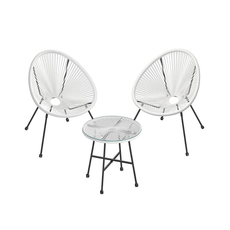 Image of an Acapulco 3 Piece Bistro Set, White/Black
