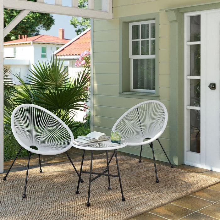 Image of an Acapulco 3 Piece Bistro Set, White/Black