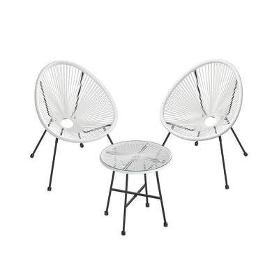Image of an Acapulco 3 Piece Bistro Set, White/Black