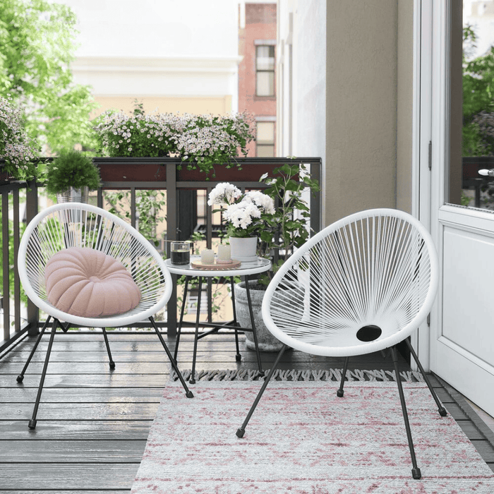 Image of an Acapulco 3 Piece Bistro Set, White/Black