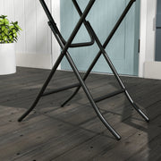 Round Foldable Rattan Garden Coffee Table with Metal Frame for Lawn or Patio Mixed Brown