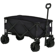 Black Folding Cart Trolley Wagon with Handle and Wheels for Camping or Beach Use