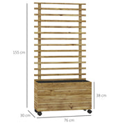 Natural Wooden Raised Planter With Trellis Back Ideal For Climbing Plants And Herbs