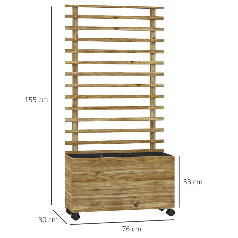 Natural Wooden Raised Planter With Trellis Back Ideal For Climbing Plants And Herbs