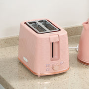 1.7L Fast Boil Kettle and 2 Slice Toaster Set with Auto Shut Off Ideal for Busy Mornings, Light Pink