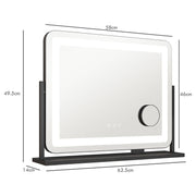 LED Light Tabletop Makeup Mirror with Adjustable Brightness Ideal for Dressing Tables, White