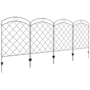 Black Decorative Steel Picket Fence Panels Set of 4 For Garden Borders and Pathways