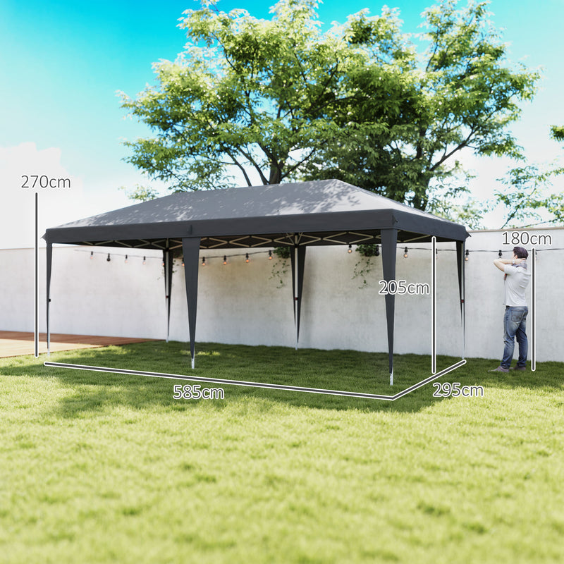 Grey 6 x 3m Pop Up Gazebo with Steel Frame Waterproof Canopy by Outsunny