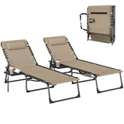 Adjustable Garden Sun Loungers Set of 2 with Side Table and Pillow for Outdoor Relaxing Outsunny
