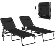 Adjustable Garden Sun Loungers Set of 2 with Side Table and Pillow for Outdoor Relaxing Outsunny