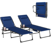 Adjustable Garden Sun Loungers Set of 2 with Side Table and Pillow for Outdoor Relaxing Outsunny