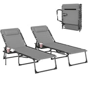 Adjustable Garden Sun Loungers Set of 2 with Side Table and Pillow for Outdoor Relaxing Outsunny