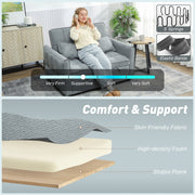 Sofa Bed, 3 in 1 Dark Grey 2 Seater Pull Out Sofa Bed With Adjustable Backrest And Pillows For Small Spaces