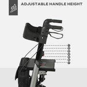 4 Wheel Folding Rollator Walker with Seat Bag and Dual Brakes for Seniors and Disabled by HOMCOM AOSOM