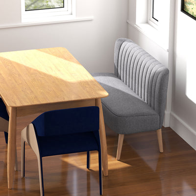 Loveseat Sofa for Small Spaces with Deep Cushions and Wooden Legs Grey AOSOM