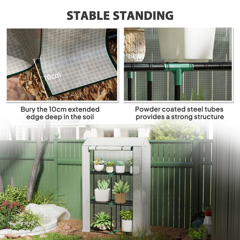 White Three Shelf Steel Frame Greenhouse 40 x 100cm for Plants and Seedlings by Outsunny