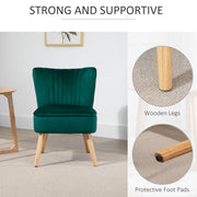 Modern Fabric Accent Chair with Thick Padding and Wooden Legs for Living Room, Green