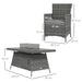 Image of a 6 Seat Rattan Patio Set, Dining Table With Fire Pit in Middle, Grey