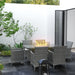 Image of a 6 Seat Rattan Patio Set, Dining Table With Fire Pit in Middle, Grey