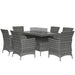 Image of a 6 Seat Rattan Patio Set, Dining Table With Fire Pit in Middle, Grey