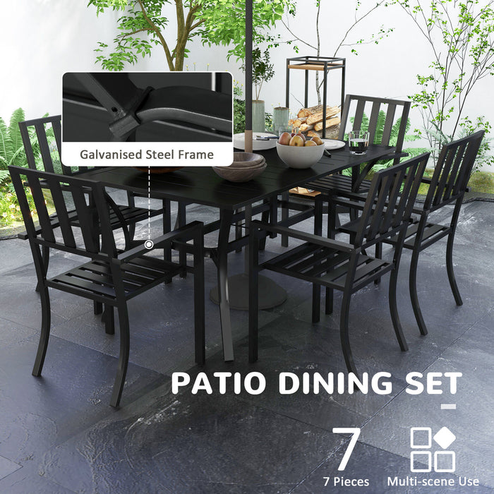 Image of a 7 Piece Garden Dining Set by Outsunny, Black 