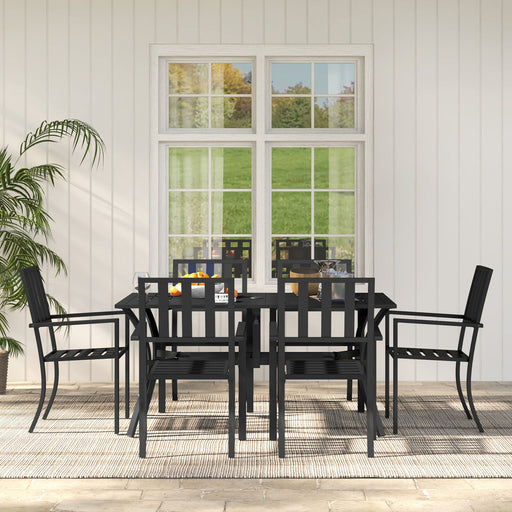 Image of a 7 Piece Garden Dining Set by Outsunny, Black 