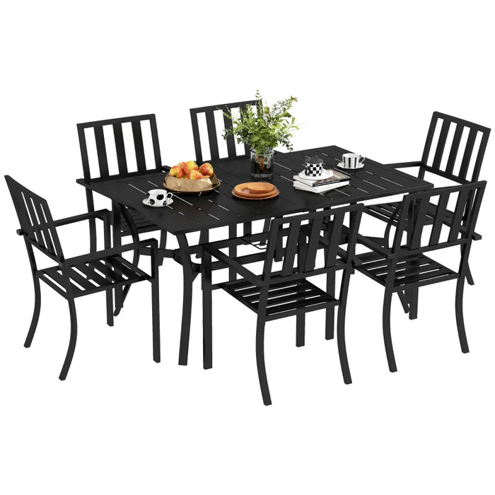 Image of a 7 Piece Garden Dining Set by Outsunny, Black