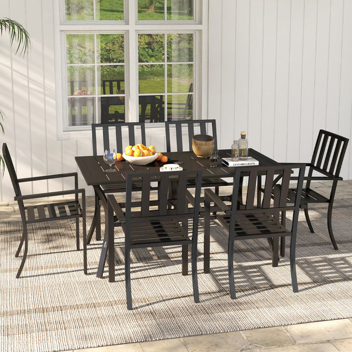 Image of a 7 Piece Garden Dining Set by Outsunny, Black 