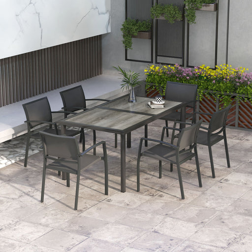 Image of a 7 Piece Garden Dining Set, Grey