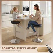 Adjustable Backless Bar Stools Set of 2 Space Saving Kitchen Island Seating Black Homcom