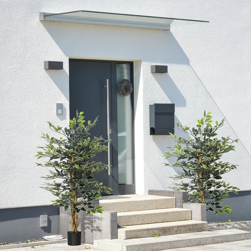 Set of Two Artificial Ficus Trees Lifelike Indoor Decor for Home or Office Green