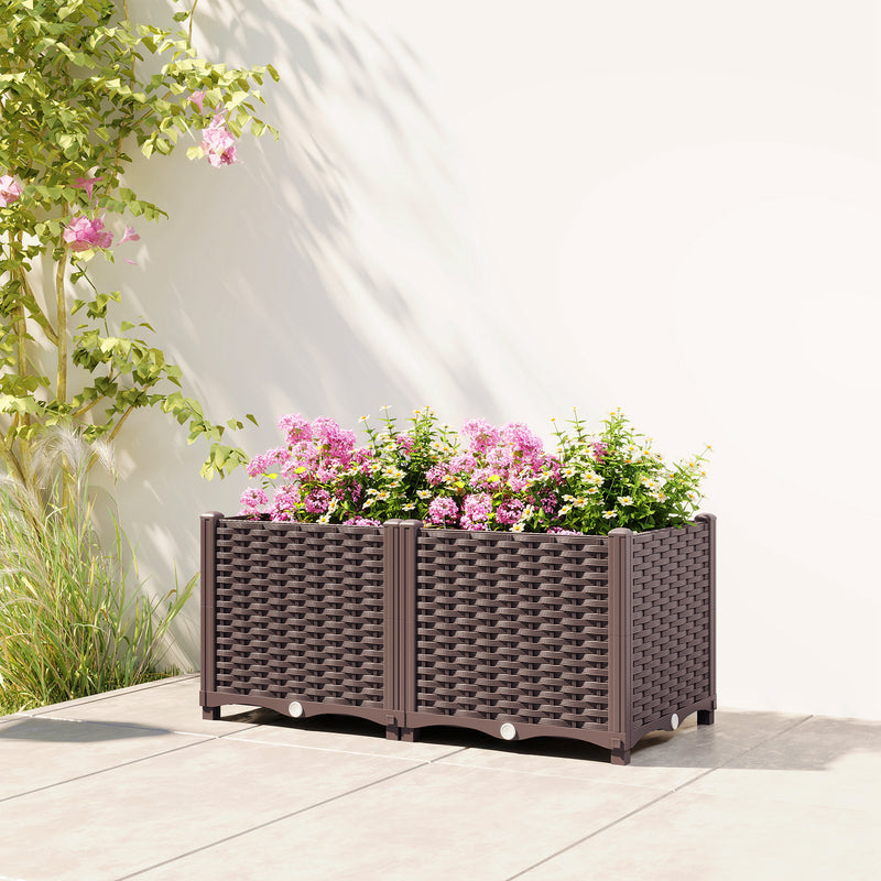 Modular Raised Garden Bed for Easy Planting on Patios and Balconies, Brown Outsunny