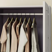 Grey Double Panelled Door Wardrobe with Shelves for Bedroom Storage by HOMCOM
