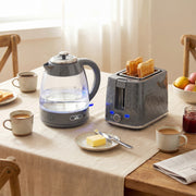 Kettle and Toaster Set 17L Fast Boil Kettle and 2 Slice Toaster with Browning Control Grey AOSOM