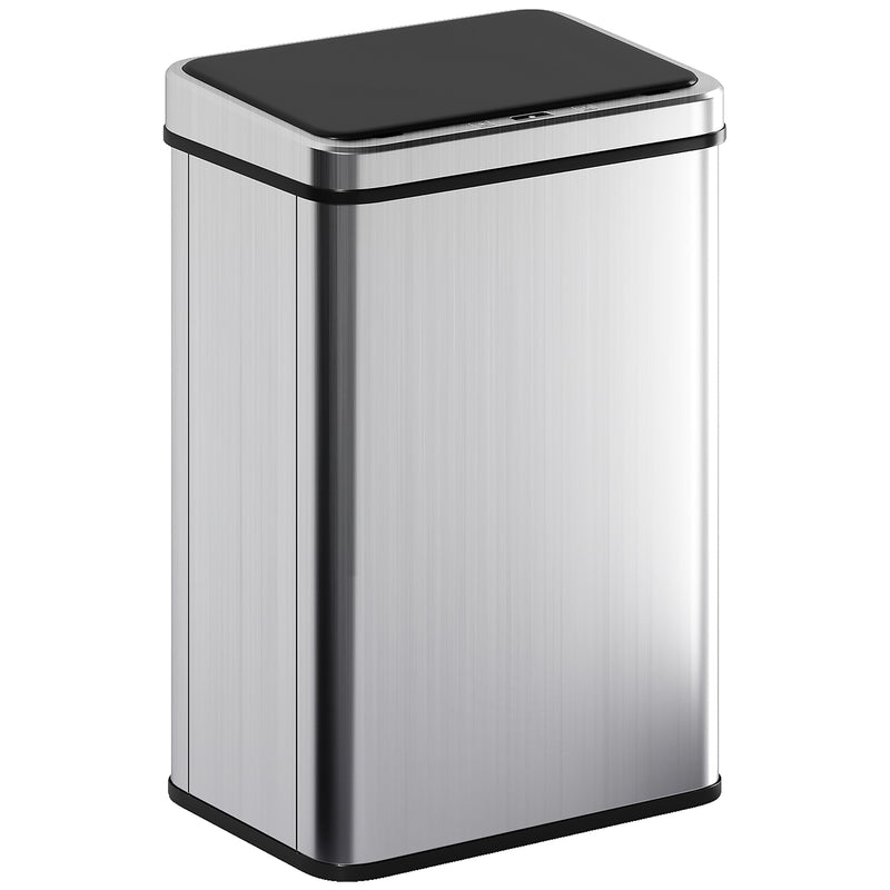 Sensor Kitchen Bin 40L Touch Free Motion Sensor Waste Disposal with Soft Close Lid Silver Homcom