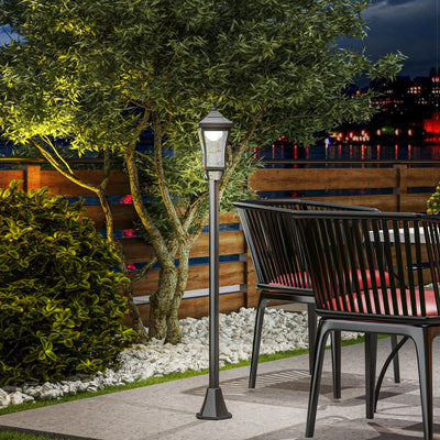 Solar Garden Lamp Post Light with LED Cool White Glow for Pathway or Patio Use Black