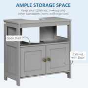 Under Sink Bathroom Cabinet with Double Doors and Shelves for Compact Storage Light Grey