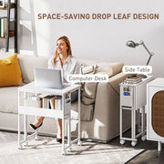 White Drop Leaf Writing Desk 63 cm Compact Space Saving Home Office Workstation