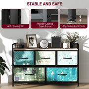 5 Drawer Chest of Drawers with Spacious Storage for Bedroom or Living Room Blue