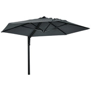 Dark Grey 25m Wall Mounted Garden Parasol With 180 Degree Rotating Canopy For Patio