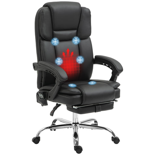 Black Six Point Heated Vibrating Massage Executive Office Chair with Lumbar Support by Vinsetto