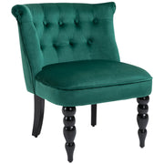 Velvet Wingback Accent Chair with Wooden Legs for Living Room or Bedroom Green