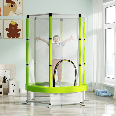 Green 4.6ft Toddler Trampoline with Safety Net for Ages 3 to 6 Indoor Outdoor Play by Outsunny AOSOM