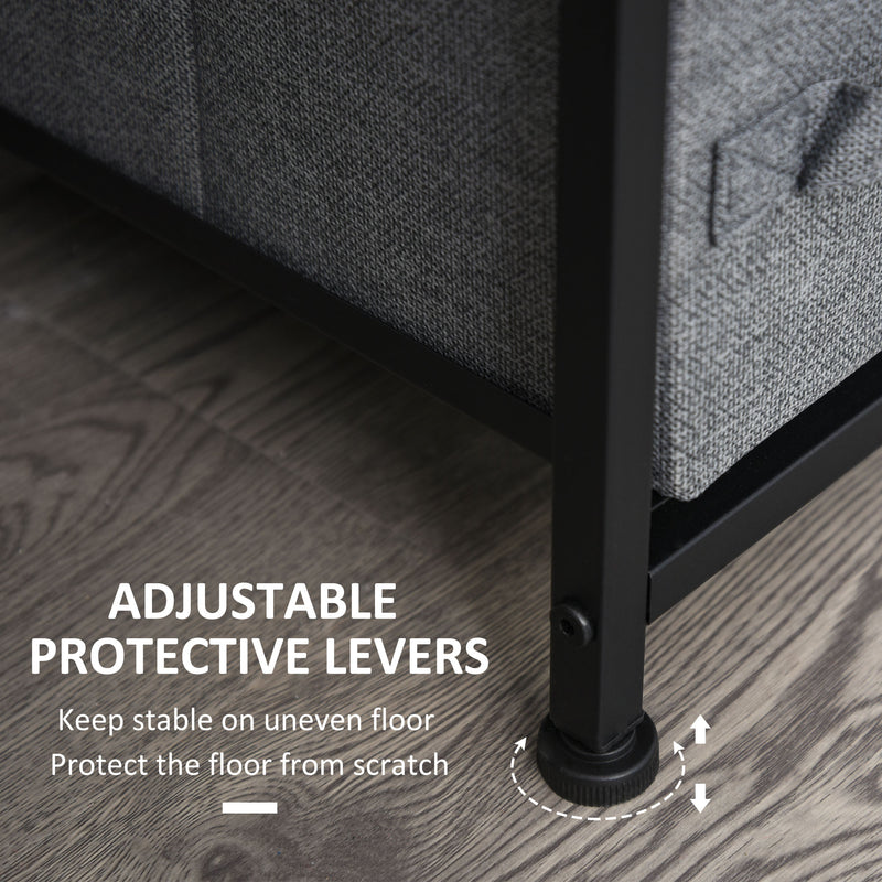 Dark Grey Chest of Drawers with 7 Fabric Drawers Large Storage and Metal Frame by HOMCOM