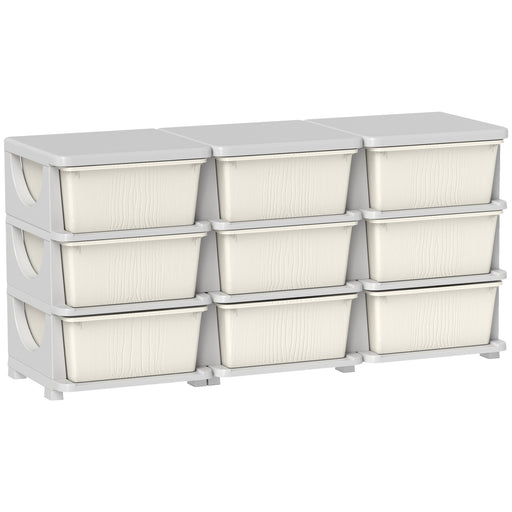 Kids Toy Storage Organiser with Nine Removable Drawers for Bedroom or Playroom Cream