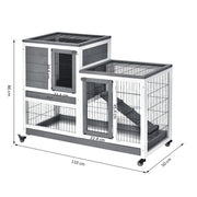 2 Tier Wooden Hutch for Guinea Pigs and Small Pets Ideal for Indoor Use Grey