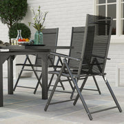 7 Piece Outdoor Dining Set Extendable Table and 6 Folding Chairs Grey by Outsunny