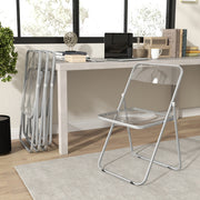Folding Chairs Set of 4 Space Saving Clear Acrylic for Kitchen Dining or Home Office AOSOM