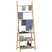 Three Shelf Bamboo Storage Unit with Towel Racks Natural Finish by HOMCOM