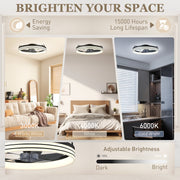 Smart Ceiling Fan with Adjustable Lighting and App Control for Year Round Comfort Black AOSOM